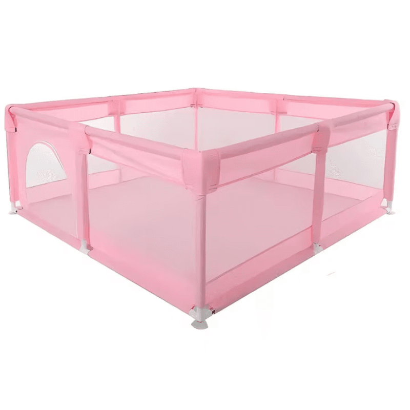 Resigilat - Tarc de Joaca pentru Copii, 1-5 Ani, 180x150x66 Cm, Spatiu Sigur si Generos, Cu Plasa Moale, Protectie la Colturi si Structura Stabila, Ideal pentru Interior si Exterior, Usor de Asamblat si Intretinut, Roz - LUDIRO