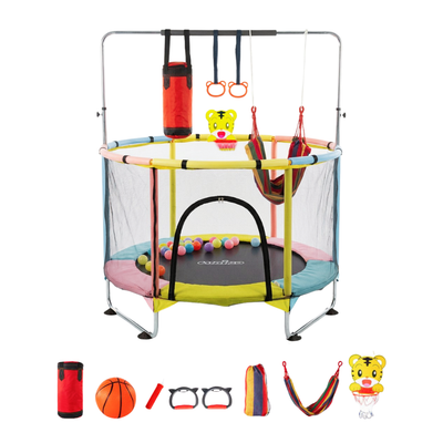 Resigilat - Trambulinǎ pentru Copii 6-in-1 cu Plasǎ de Protecție, Arcuri de Otel, Diametru 140 cm, 1-6 ani - LUDIRO