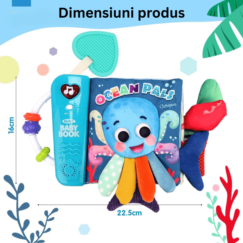 Carte Muzicala Interactiva LUDIRO, Prietenii din Ocean cu Cozi 3D, Lumini Interactive, Pentru Bebelusi +6 Luni - LUDIRO