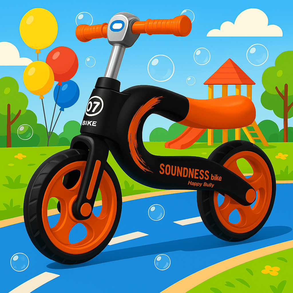 Resigilat - Bicicleta de Echilibru pentru Copii LUDIRO, 2-5 Ani, Cadru Usor, Roti din Cauciuc, Maner Antialunecare, Sa Ergonomica, 70x53 Cm, Negru Portocaliu - LUDIRO