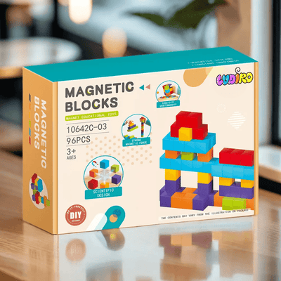 Set Cuburi Magnetice Educative 3D Ludiro, 96 Piese pentru Creativitate, Logica si Dezvoltare STEM - LUDIRO