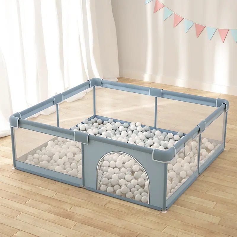 Tarc de Joaca pentru Copii, 1-5 Ani, 180x150x66 Cm, Spatiu Sigur si Generos, Cu Plasa Moale, Protectie la Colturi si Structura Stabila, Ideal pentru Interior si Exterior, Usor de Asamblat, Gri - LUDIRO