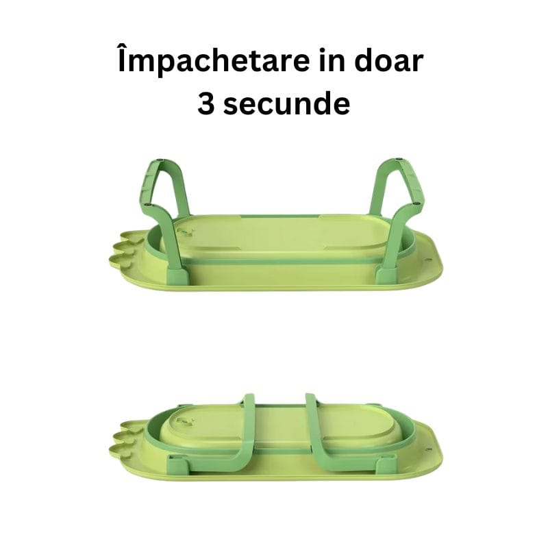 Cadita Pliabila pentru Copii, Design Dinozaur, Sigura si cu Dimenisuni Generoase, 80x49 Cm, Material Ecologic, Sistem Anti Alunecare, Usor de depozitat, Ideala pentru Baie - LUDIRO
