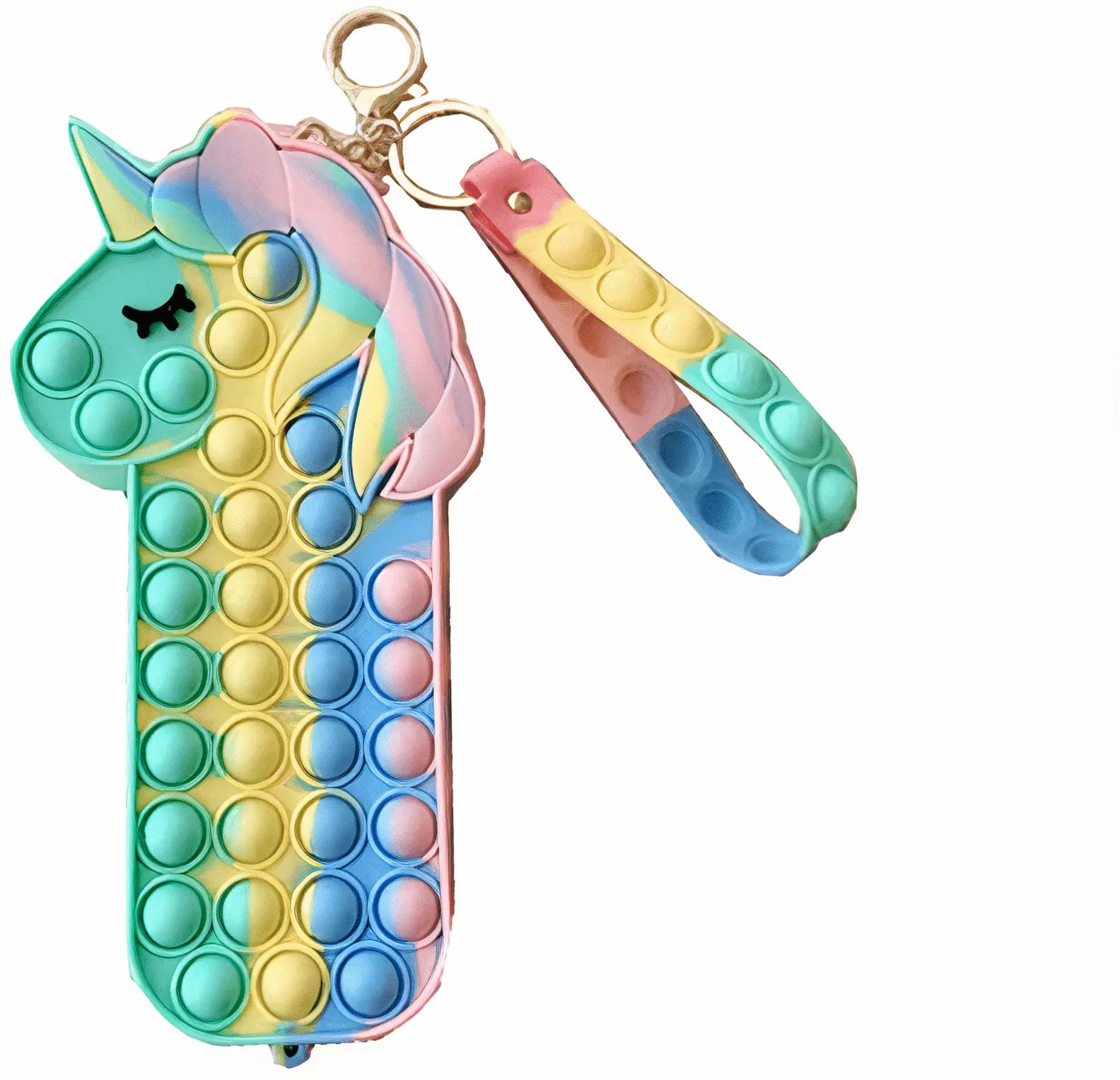 Jucarie Interactiva Antistres Tip Penar Pop IT NOW din Silicon, Cu Fermoar si Curea, Unicorn XXL, 20.4x4.5x10.2 cm, Multicolor, + 3 Ani - LUDIRO