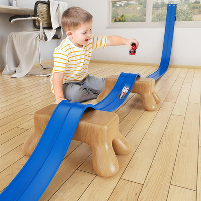Pistă Auto Flexibilă Ludiro 4.5m, 2 Benzi, Prindere Ventuze, Compatibilă 1:64, Albastru - LUDIRO