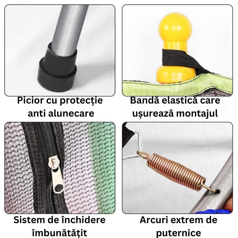 Trambulina pentru Copii pentru Interior si Exterior, 122x140 Cm, Greutate suportata 200 kg, Cu Plasa de Protectie, Rezistenta Ploaie si Raze UV, +3 Ani - LUDIRO