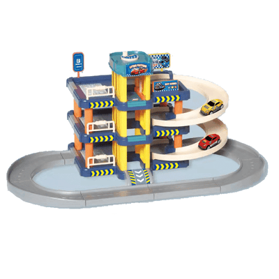 Set de Joaca Parcare pentru Masinute, 3 Nivele, Coborare in Spirala, Lift Manual, 2 Masinute, 37x26.5x32 Cm, + 3 Ani - LUDIRO