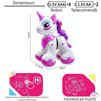 Unicorn Interactiv cu Telecomanda, Muzica, Lumini, Dans, Senzor de Atingere, Ludiro, 3+ Ani - LUDIRO