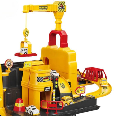 Camion 4 in 1 cu Functie Ride-On, Circuit Interactiv si Macara, Jucarie Educativa pentru Copii cu Volan Multifunctional, Lumini si Sunete, + 3 Ani - LUDIRO