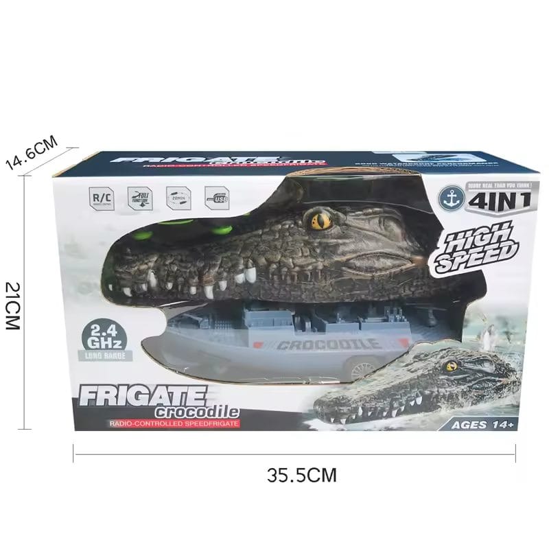 Resigilat - Jucarie RC Barca Crocodil 4 in 1, Viteza Mare, 2.4GHz, Design Realist Crocodil, Control de la Distanta, Distractie si Aventura pe Apa, + 14 Ani - LUDIRO