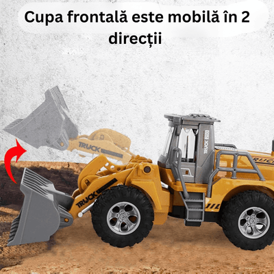 Resigilat - Buldoexcavator cu Telecomanda cu Incarcare Frontala RC, Lumini, Sunete si Cupa Mobila - LUDIRO