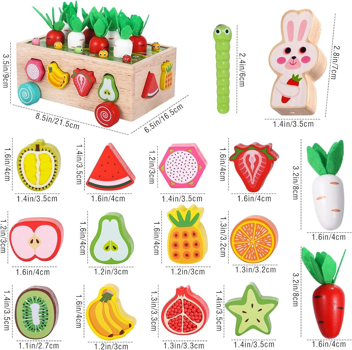Set Educativ din Lemn cu Multiple Functii, Cutie cu Roti, Sortare si Potrivire, Magnetic, 21.5x16x9 Cm, + 1 An, Utility One - LUDIRO