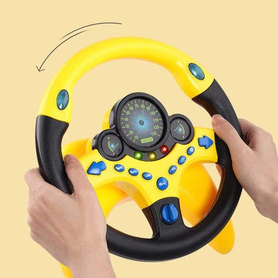 Volan Interactiv cu Sunete si Lumini, Simulator de Condus, cu Suport si Prindere Ventuze, Rotire 360 grade, Galben Negru, + 3 Ani - LUDIRO