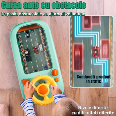Simulator de Condus cu Volan pentru Copii – Cursă Auto cu Obstacole, Sunete și Muzică, 3+ ani - LUDIRO