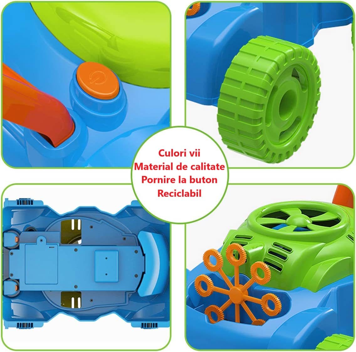 Masina de Tuns Iarba Interactiva pentru Baloane de Sapun, Solutie Inclusa, 27x27.5x50 Cm, + 3 Ani - LUDIRO