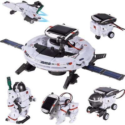 Kit Construcție Robot Solar 6 în 1, Jucărie STEM Spațială, Set Educativ cu Alimentare Solară și Baterii, Copii 8-12 Ani - LUDIRO