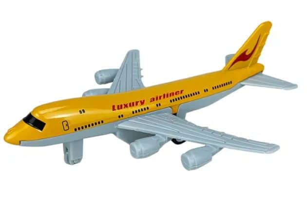 Avion in Miniatura, Pull Back, Galben, 13.5x11x2 Cm, + 3 Ani - LUDIRO