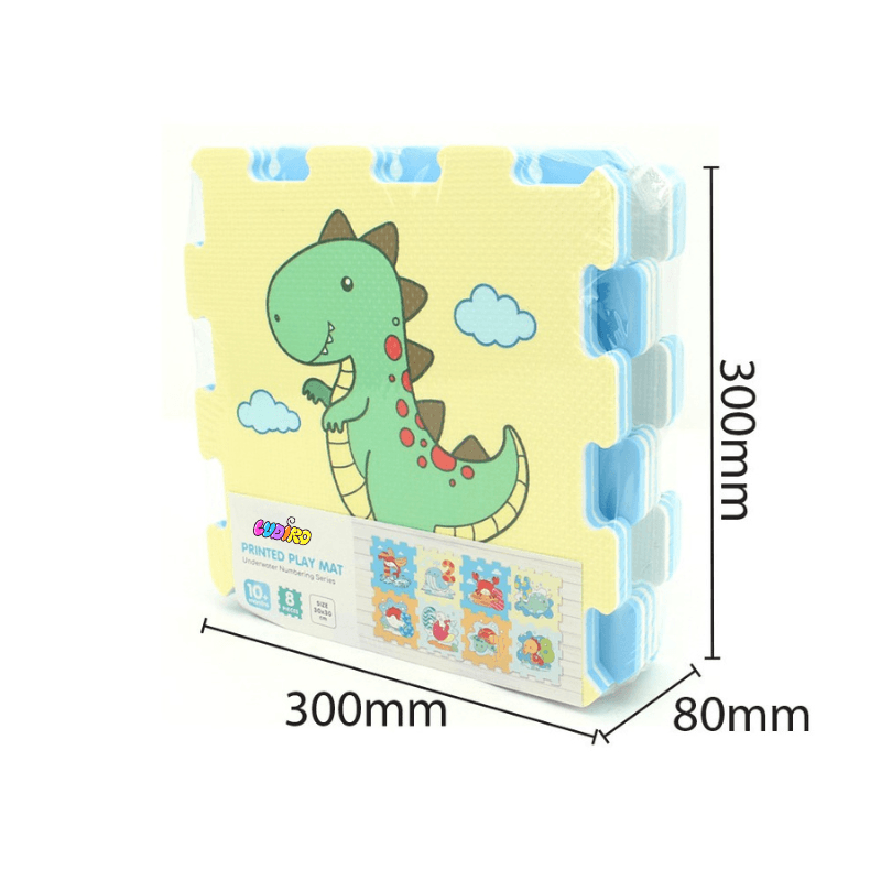 Covor Puzzle copii LUDIRO, 8 Piese cu Dinozauri 30x30 Cm, Saltea Joaca din Spuma EVA Antiderapanta - LUDIRO