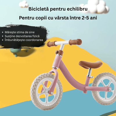 Resigilat - Bicicleta de Echilibru fara Pedale LUDIRO pentru Copii intre 2-5 Ani, Cu Sa si Ghidon Reglabile pe Inaltime, Roti din Polimer EVA Antisoc, Cadru Metalic, Roz - LUDIRO