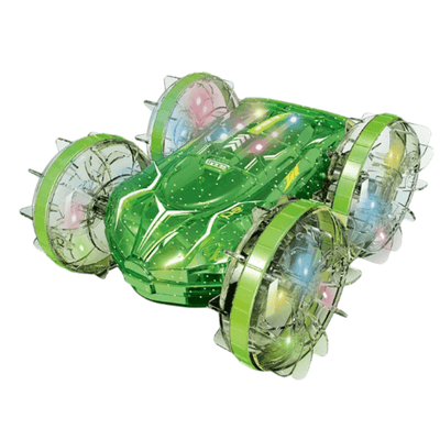 Masinuta RC Amfibie pentru Copii Ludiro, Rotire 360°, Lumini LED, Acumulator USB, Merge si pe Apa si Uscat, Verde, + 5 Ani - LUDIRO