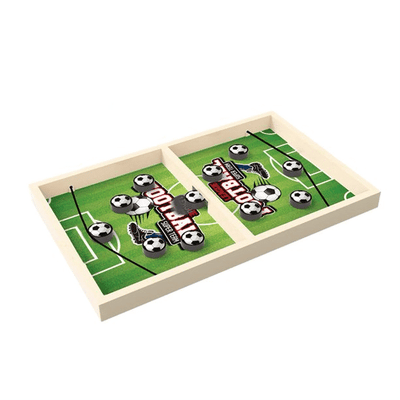 Set Tabla Joc de Fotbal de Lemn cu Elastic, 10 Piese, 2 Jucatori, Joc de Dexteritate, 36x23x3 Cm, + 3 Ani - LUDIRO