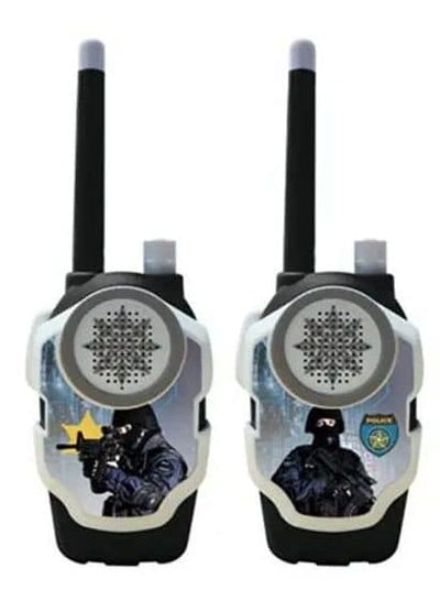 Set 2 Walkie Talkie pentru Copii, Model Politie, 20x7x3.8 Cm, Negru Gri, + 3 Ani - LUDIRO
