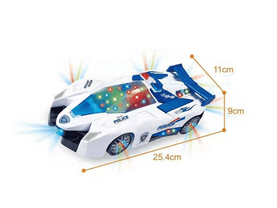 Masinuta de Politie Transformabila in Avion, Cu Sunete si Lumini Led Interactive, 25.4x5x11 Cm, Alb Albastru, + 3 Ani - LUDIRO