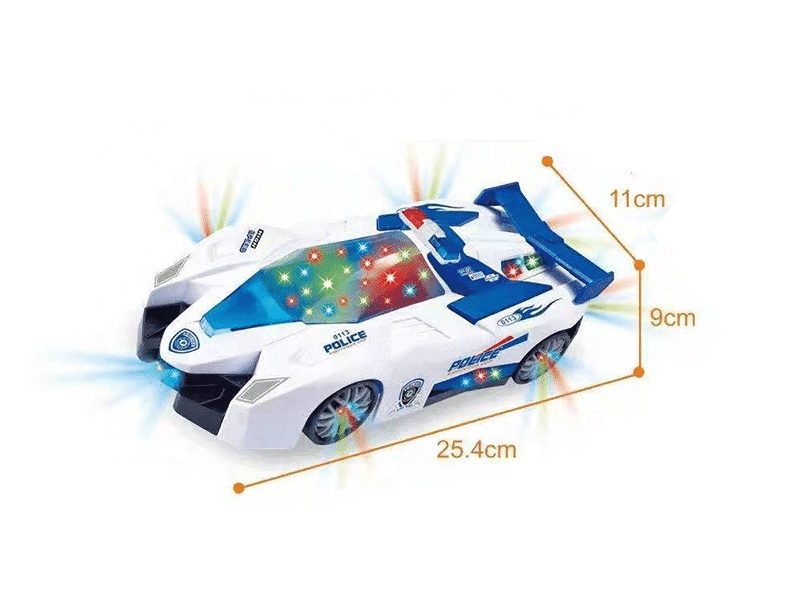 Masinuta de Politie Transformabila in Avion, Cu Sunete si Lumini Led Interactive, 25.4x5x11 Cm, Alb Albastru, + 3 Ani - LUDIRO