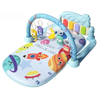 Resigilat - Centru de Activitati pentru Bebelusi cu Modele Simpatice, 75x56x43 Cm, Covoras Interactiv 5 in 1 cu Pian, Jucarii Detasabile, Sunete Muzicale, Lumina Delicata si Design Educational, Stimulare Cognitiva, + 0 Luni, Utility One - LUDIRO