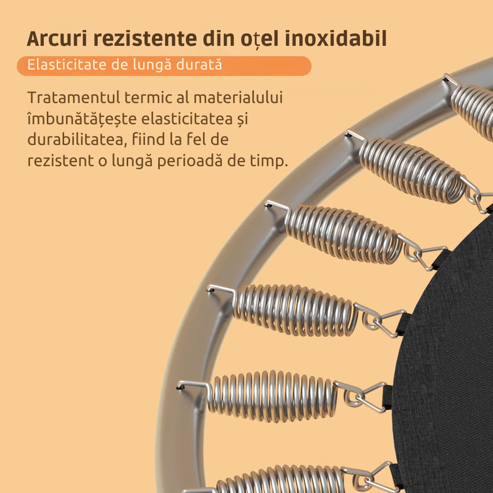 Resigilat - Trambulină pentru copii 8 în 1, Diametru 140 cm, cu plasă de siguranță, hamac, inele și coș de baschet, pentru interior și exterior, Certificare de Siguranta, Roz