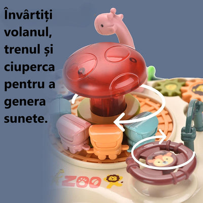 Resigilat - Mini Masuta Interactiva Educativa pentru Bebelusi, Parcul Zoologic, Lumini si Sunete, Activitati Multiple, 18x18x18 Cm, + 18 Luni - LUDIRO