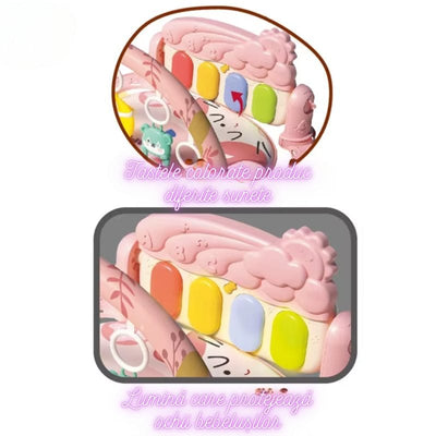 Resigilat - Centru de Activitati pentru Bebelusi cu Animale Simpatice, 75x56x43 Cm, Covoras Interactiv 5 in 1 cu Pian, Jucarii Detasabile, Sunete Muzicale, Lumina Delicata si Design Educational, Stimulare Cognitiva, + 0 Luni, Utility One - LUDIRO