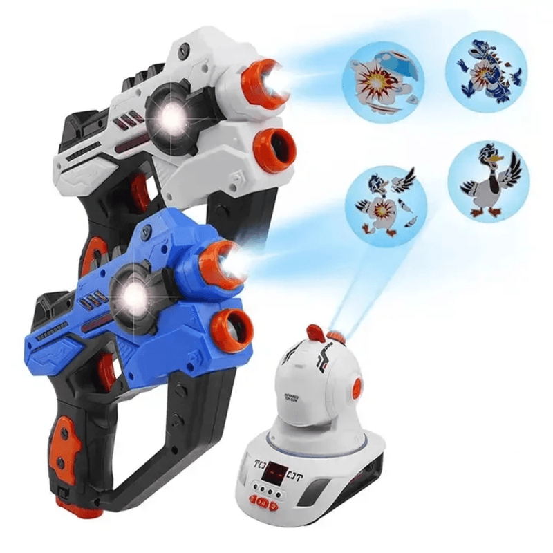 Set 2 Pistoale cu Laser si Proiector Tinte, Pentru Interior si Exterior, Doua Moduri Joaca - LUDIRO
