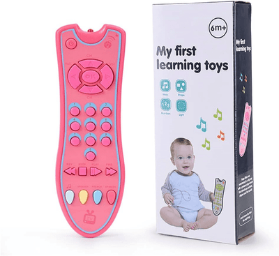Jucarie Interactiva Telecomanda cu Sunete si Lumini, Invatarea Formelor si a Cifrelor, Roz, + 6 Luni, 18x5x3 Cm - LUDIRO