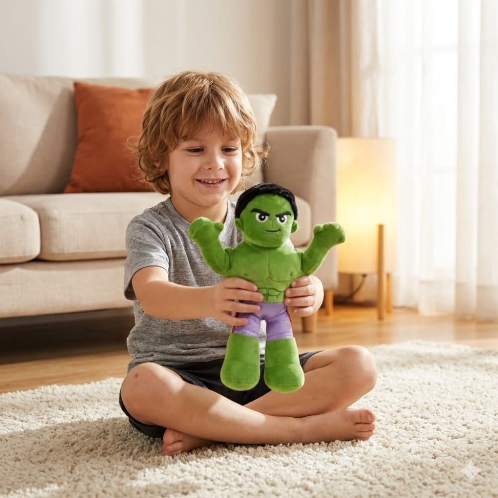 Jucărie de pluș Hulk, Disney Marvel, cu schelet interior, Simba, 25 cm - Simba