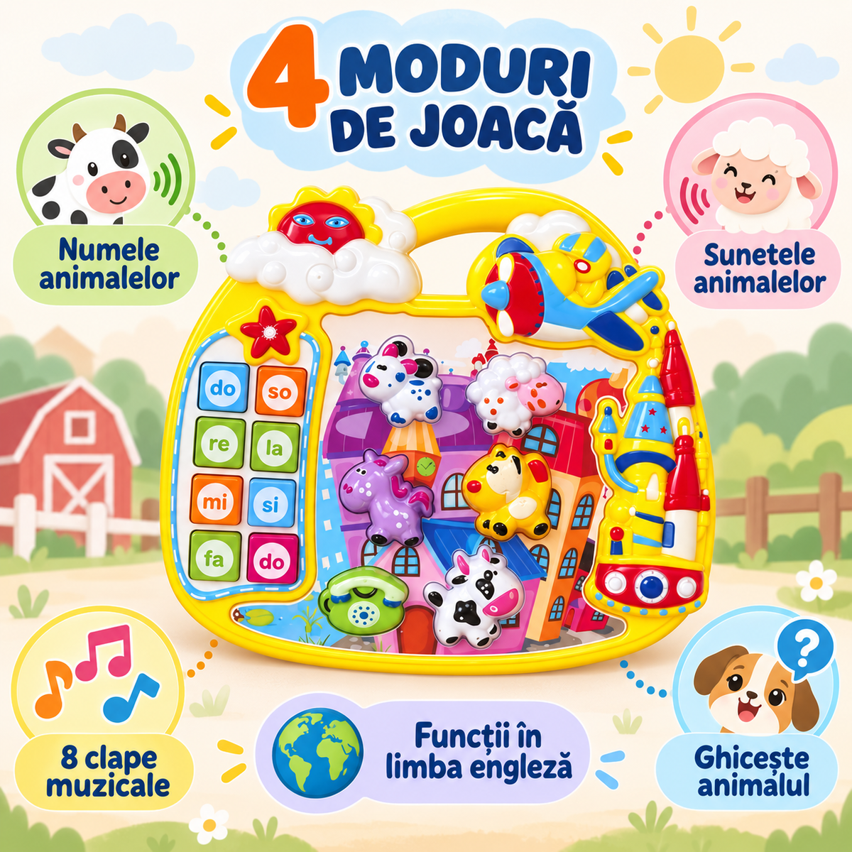 Cele 4 moduri de joacă ale jucăriei interactive Ferma Animalelor LUDIRO