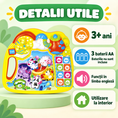 Detalii despre vârstă, baterii și limba funcțiilor pentru Ferma Animalelor LUDIRO galbenă