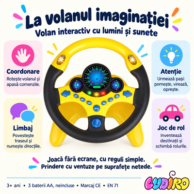 Volan interactiv LUDIRO – beneficii pentru coordonare, atenție și joacă de rol, 3+ ani
