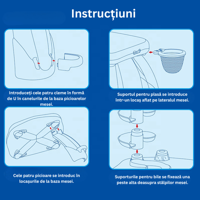 Pașii de asamblare ilustrați ai măsuței