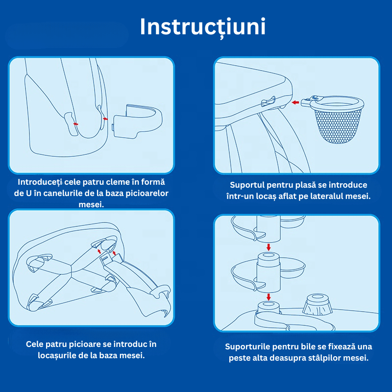 Pașii de asamblare ilustrați ai măsuței