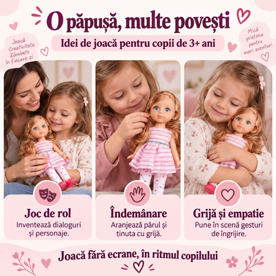 Idei de joacă cu păpușa roz: joc de rol, aranjarea părului și gesturi de îngrijire