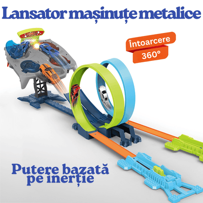 Lansatoare mecanice și mașinuțe metalice pentru pista auto cu bucle de 360 de grade