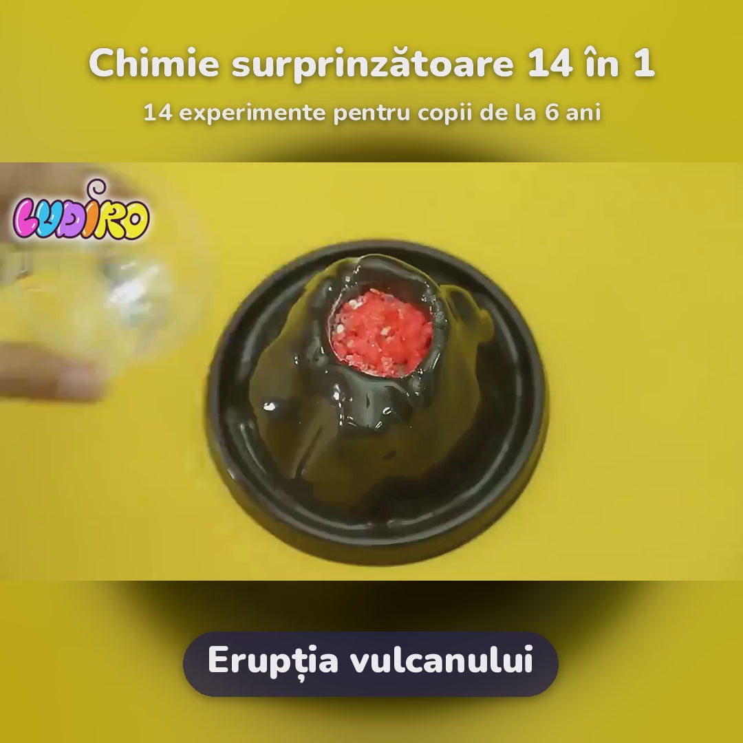 Încărcați videoclipul: Video cu experimentele din kitul de chimie LUDIRO, de la erupția vulcanului la viermele de mătase
