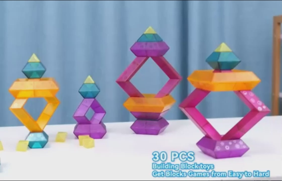 Set 30 Piese Colorate de Stivuit pentru Copii, Jucarie Educationala STEM, Usor de Apucat