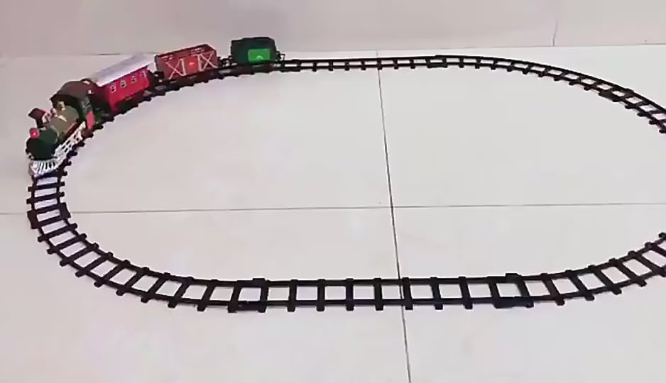 Încărcați videoclipul: Trenulet Electric cu Sunete si Lumini, Set complet cu Locomotiva, Vagoane, Sine