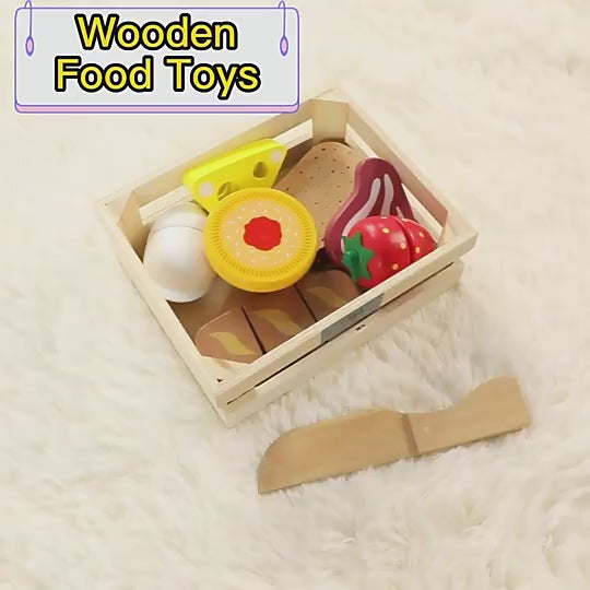 Încărcați videoclipul: Set de Joaca Educational din Lemn cu Alimente si Tavita, Ideal pentru Dezvoltarea Abilitatilor Motorii Fine si Creativitatii Copiilor, 15x12.3x5 Cm, + 3 Ani