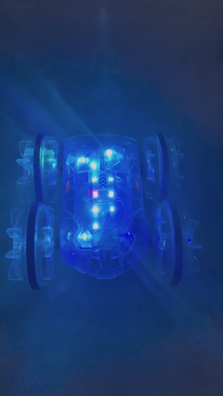 Masinuta RC Amfibie pentru Copii Ludiro, Rotire 360°, Lumini LED, Acumulator USB, Merge si pe Apa si Uscat, Albastru, + 5 Ani