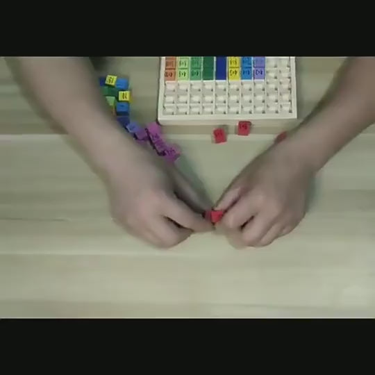 Încărcați videoclipul: Joc educativ din Lemn pentru Invatarea Tablei Inmultirii, Multicolor, 19.3x19.3x2 Cm, Ideal pentru Dezvoltarea Cognitiva a Copiilor, + 3 Ani