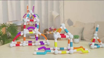 Set Construcție 3D Magnetic și Flexibil Ludiro, 66 Piese Telescopice, Jucărie STEM Educativă 3+ Ani