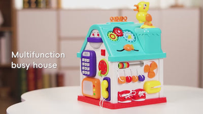 Căsuță Interactivă Montessori 20 în 1 pentru Bebeluși, Centru de Activități Educativ cu Muzică, Lumini, Telefon, Sortator și Joc Prindere Păsări, Fără BPA, 6-36 Luni